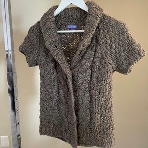 Vivienne Tam Chunky Knit Cowl Neck Short Sleeve Cardigan Size Small